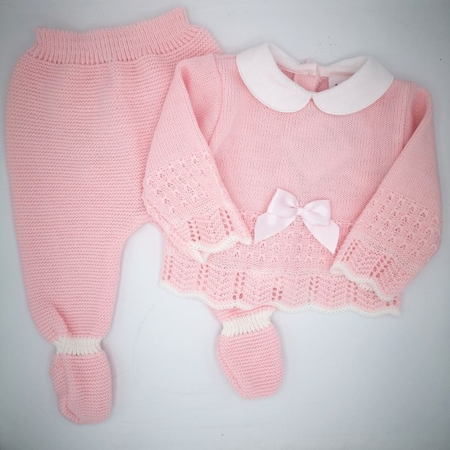 Knitted Pink Pram Suit 1407