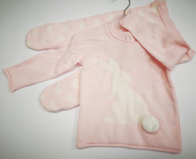 Pink Knitted Pram Suit "Rabbit" 20853