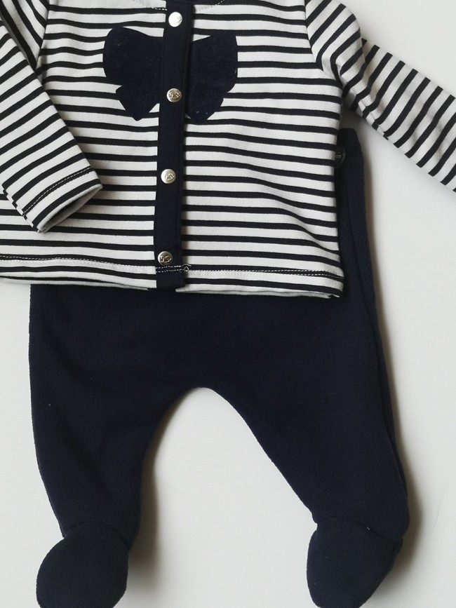  Navy leggings and striped top with bow design 19368
