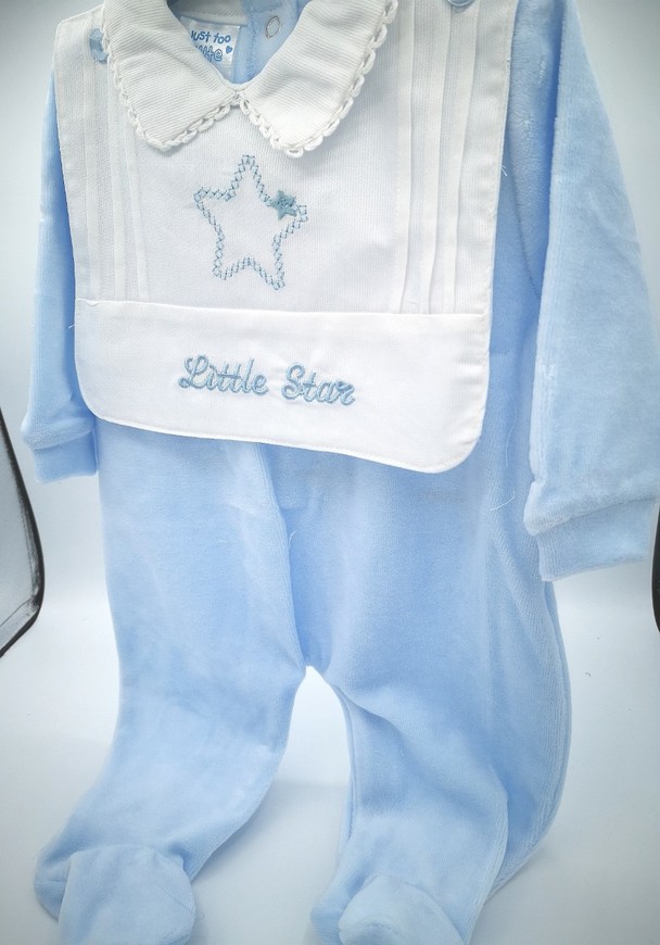 Star Velour Sleepsuit in Blue 8985 