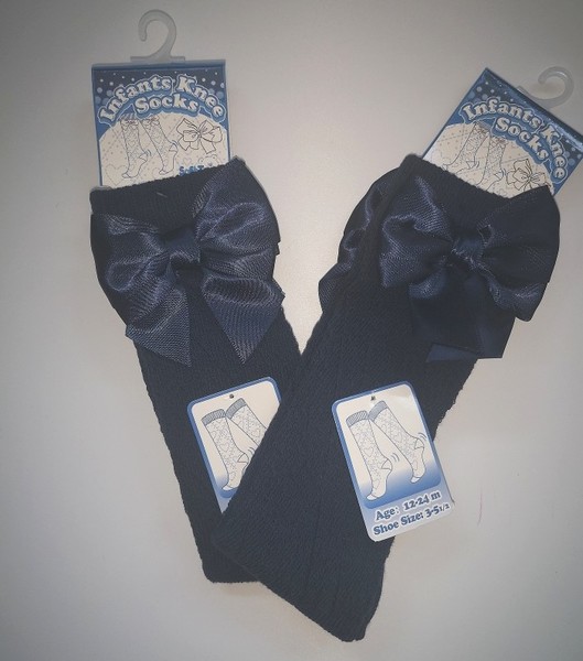 Navy Socks with Satin Bow -heart & pellerine