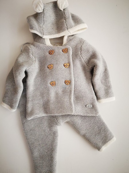  Hooded Knitted Grey 2pcs Set V21132