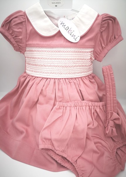 Rose Pink Smock Dress w Panty & Headband 6201