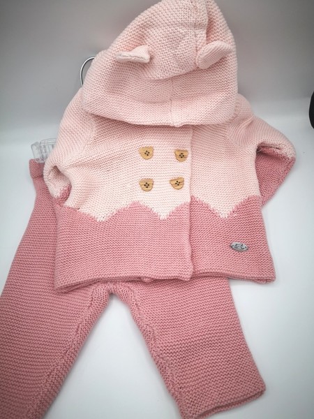 Hooded Knitted Pink Set 24263
