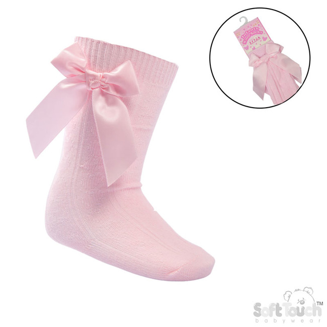 Pink Knee-High Socks w Satin Bow 141