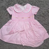 Pink Smock Dress with flowers 7265 - Master