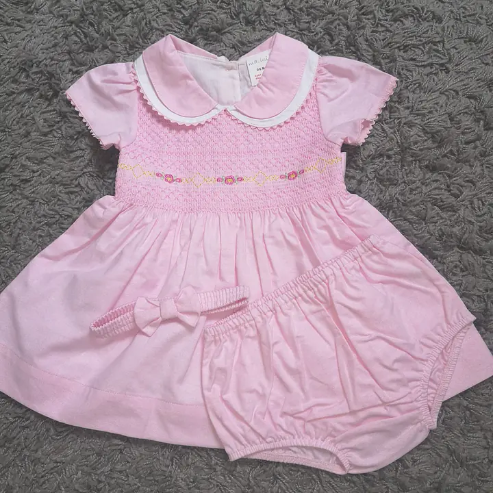 Pink Smock Dress with flowers 7265 - Master