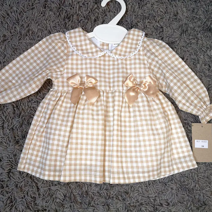 Cream Check Dress with Bows M003 (per pc) - Master