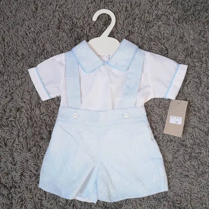 Sky Blue Short Dungaree Set in Teddy Print  M009 (per pc) - Master