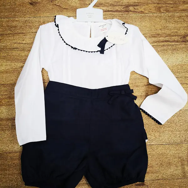 Navy Cord Girls Shorts Ruffle Bottom Set 3331