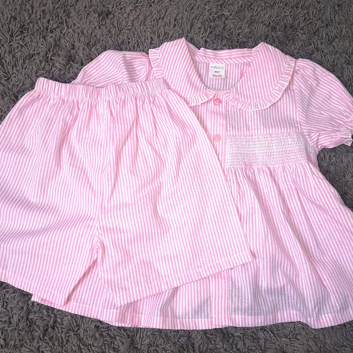Smock Short Pyjamas in Pink Stripe - Master