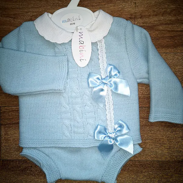  Knitted 2pc - Trelllis & 2 Bows 2225 blue 