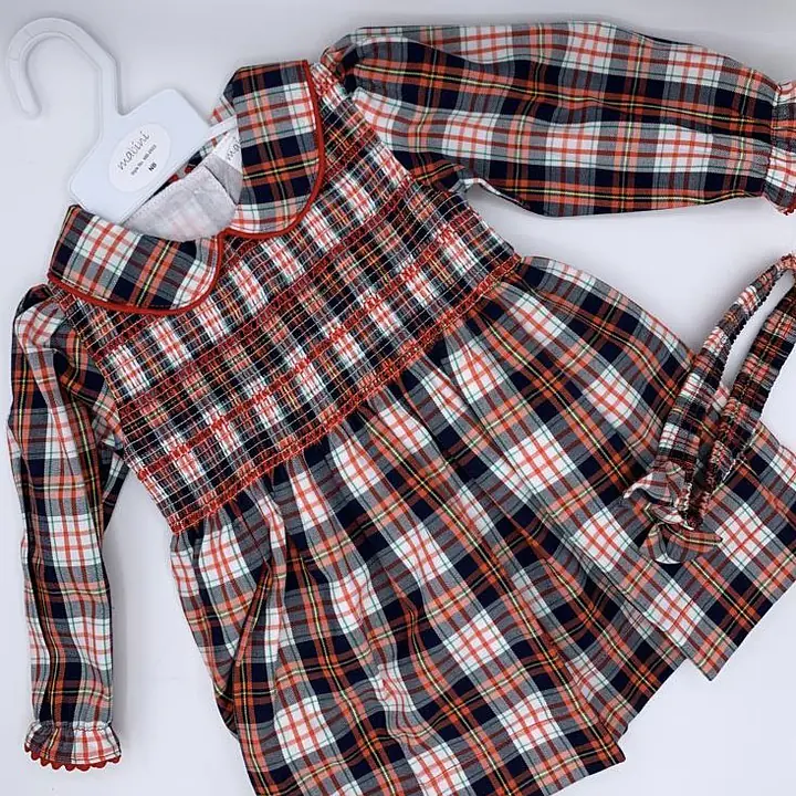 Red Check Smock Dress Set 2503