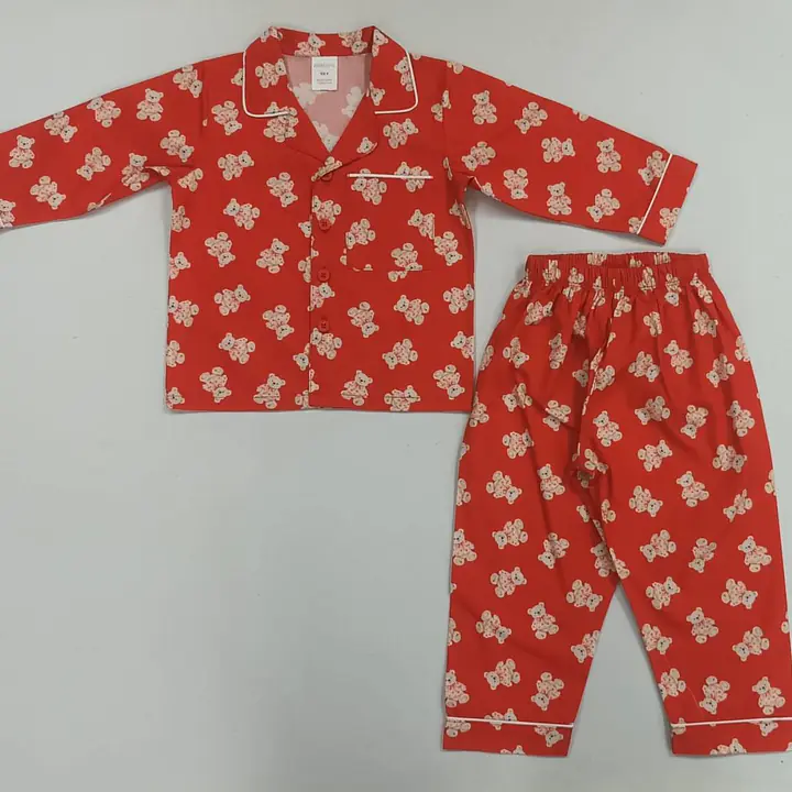 Red Teddy Smock Pyjamas - shirt style - Master