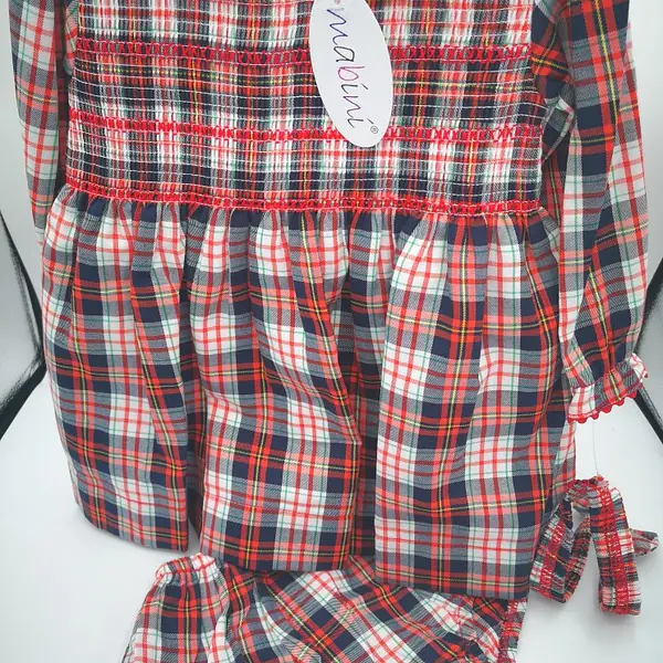 Red Check Smock Dress Set 2503
