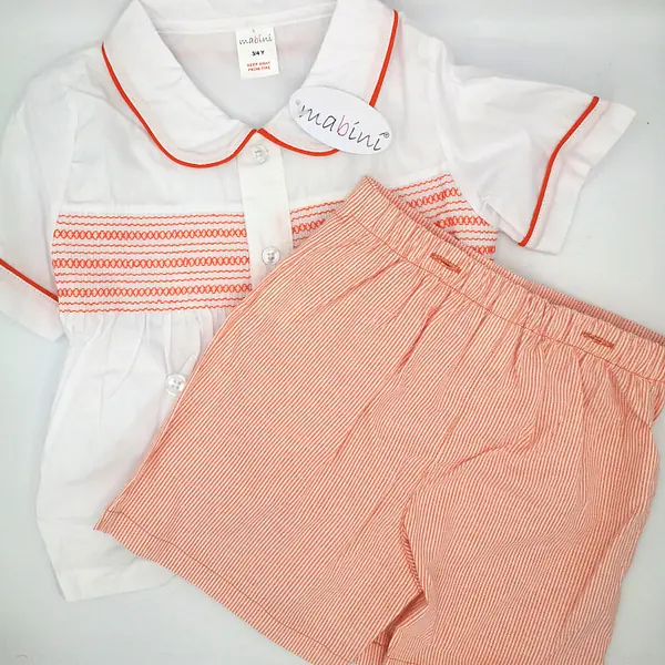 Smocked Shorts Set  in Orange 3340 