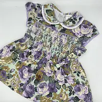 Lilac & White Flower print smock dress 9991