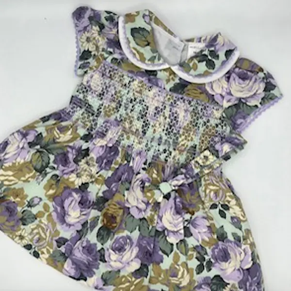 Lilac & White Flower print smock dress 9991