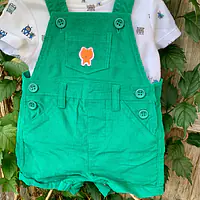 Green Cord Dungaree & T-shirt Set 1167