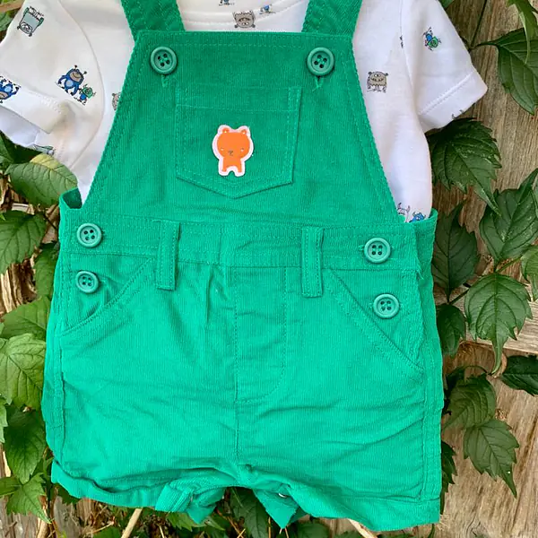Green Cord Dungaree & T-shirt Set 1167