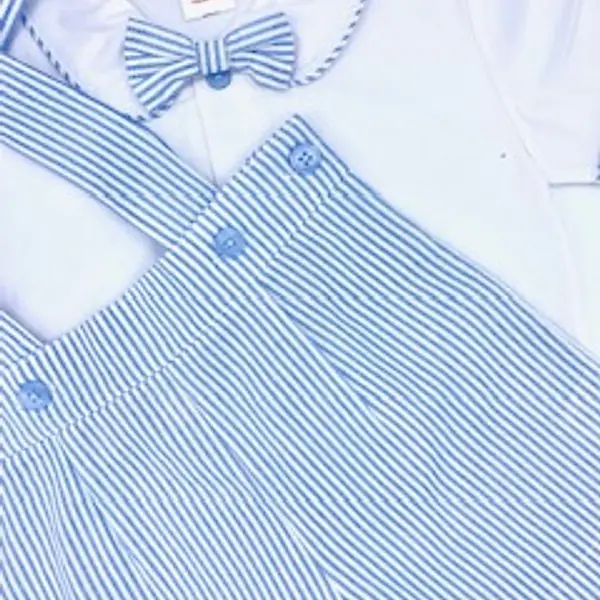 Striped Blue Shirt & Shorts Set with bow tie & braces 2999