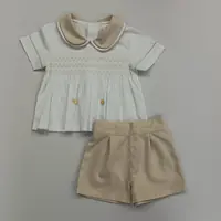 Cream smock Shorts Set 2325 