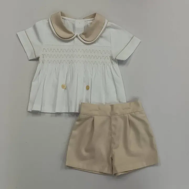 Cream smock Shorts Set 2325 