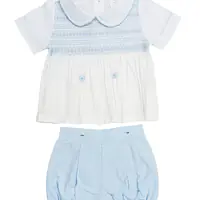 Boys light Blue Smock Shirt Set 2531 