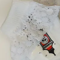 White TOT Ankle Socks with White Lace Trim