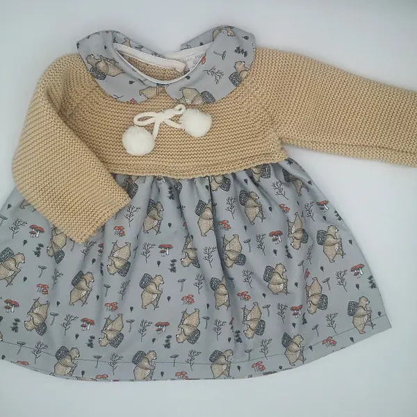 Pom Pom Dress “Bear Hunt” 
GREY 