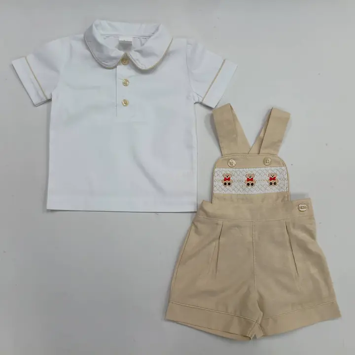 Cream Dungaree Set with teddies 