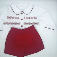 Burgundy Smock Shorts Set 2828  (6pcs) - Master