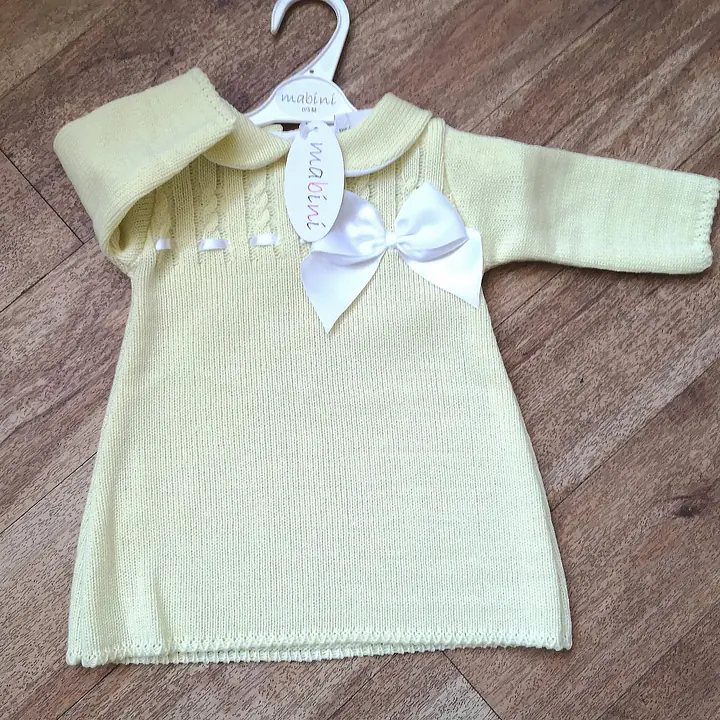 Knitted Lemon  Dress w/ White Bow 233 (6pcs) - Master