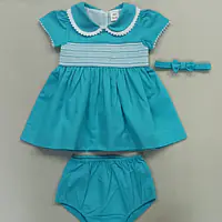Smock Dress Set in Aqua Blue 1125 (6pcs) - Master