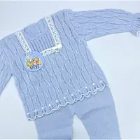 Boxed Spanish Knitted Set 40700-Aqua/Crudo