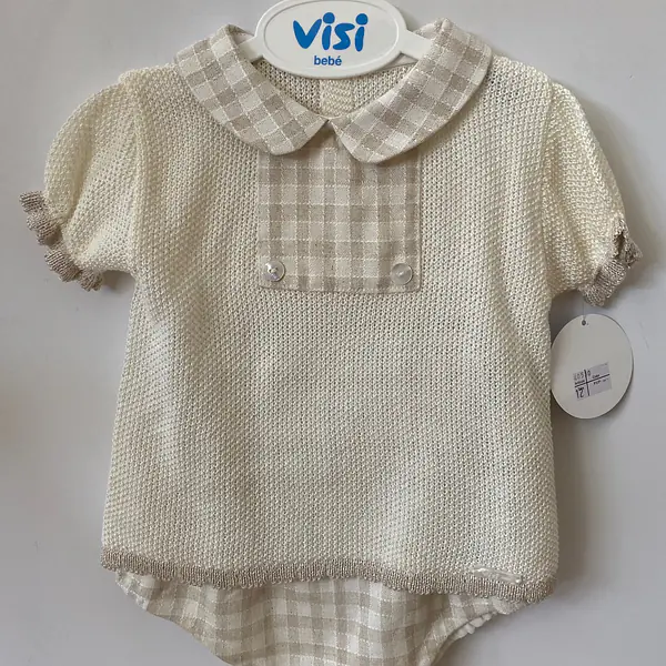  Cotton 2pc Romper Set -40530 
this comeso in neutral & cream 
